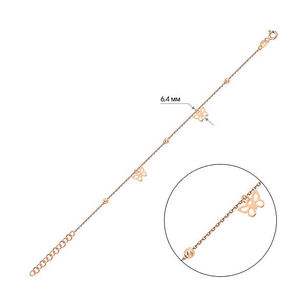 Браслет з червоного золота з підвісками (арт. 326994) – зображення 3