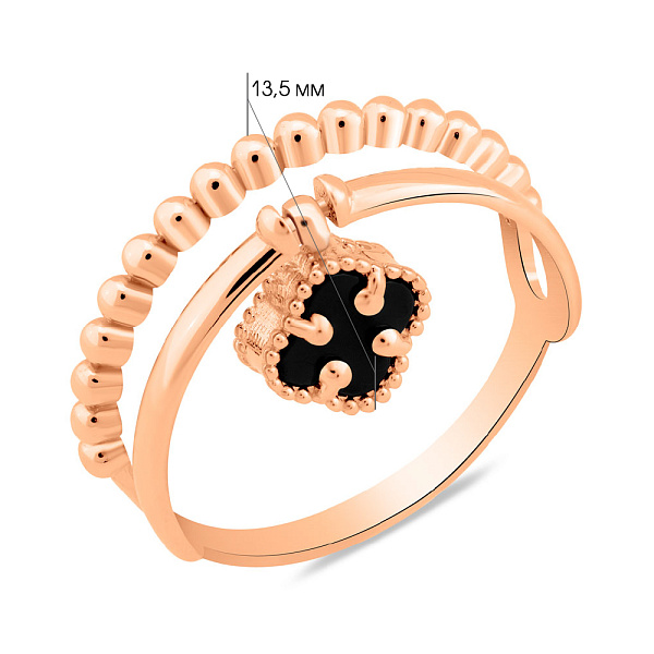Каблучка з червоного золота з оніксом (арт. 156579о) – зображення 4