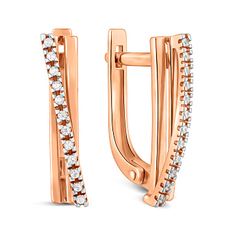 Фото Золоті сережки Синергія з доріжкою з фіанітів (арт. 110370)