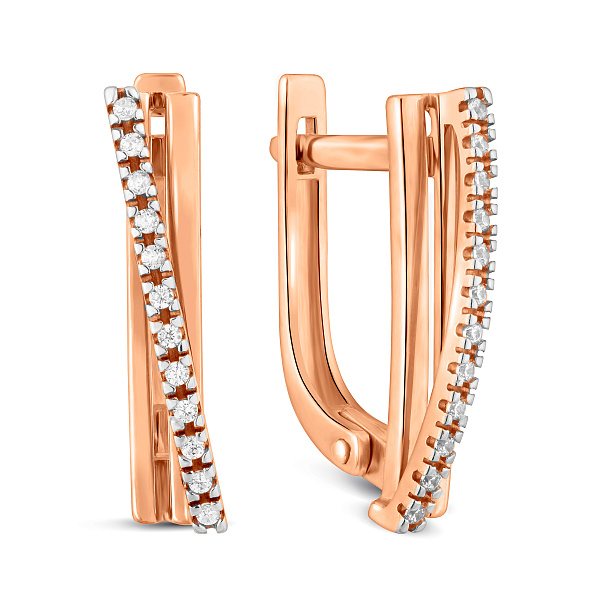 Золоті сережки Синергія з доріжкою з фіанітів (арт. 110370) – зображення 1