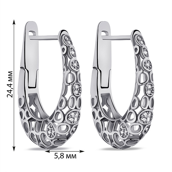 Срібні сережки з розсипом з фіанітів  (арт. 7502/9721) – зображення 2