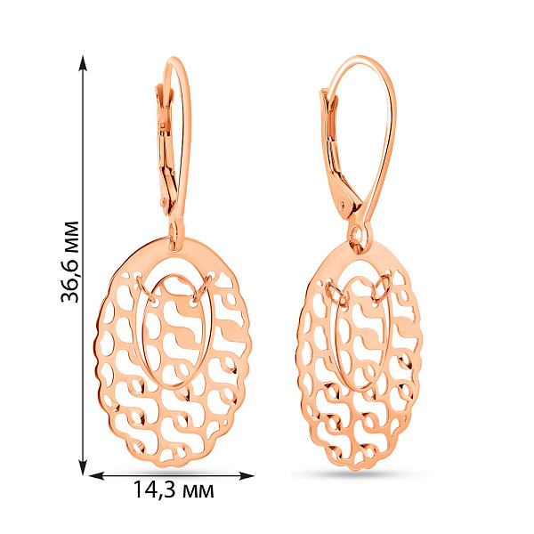 Сережки-підвіски з золота (арт. 109217) – зображення 3