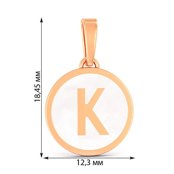 Подвеска Буква К из красного золота с эмалью (арт. 440988еп) – изображение 2
