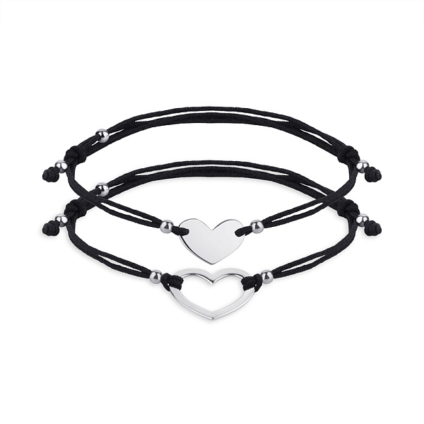 Парные браслеты на шелковой нити с серебряными вставками (арт. 7309/905-01335) – изображение 2