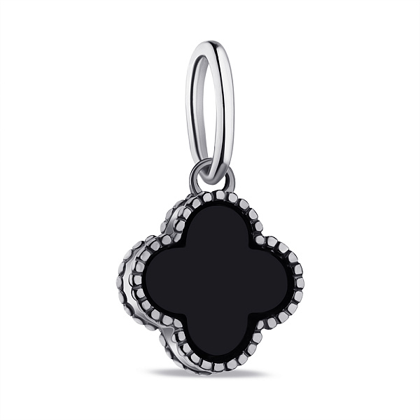 Серебряный подвес Клевер с ониксом (арт. 7503/621/8опп) – изображение 1