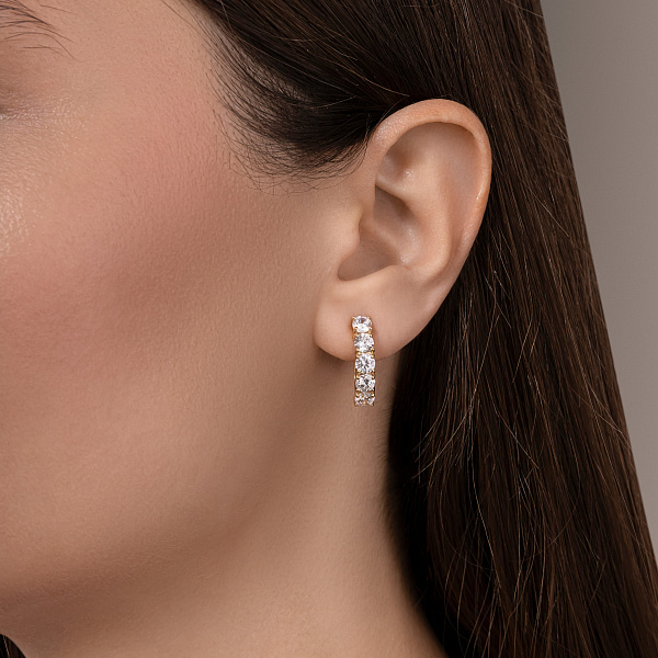 Серьги из желтого золота с дорожкой из фианитов (арт. 111049ж) – изображение 2