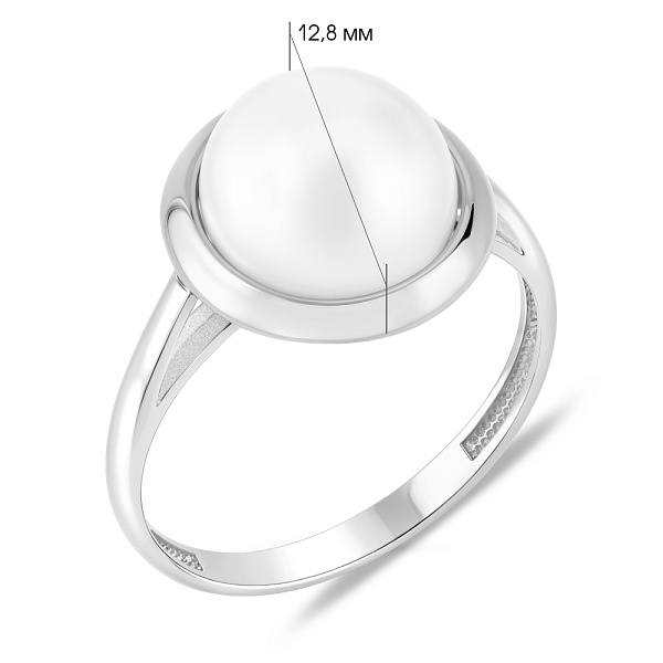 Золотое кольцо в белом цвете металла с жемчугом (арт. 145900б) – изображение 3