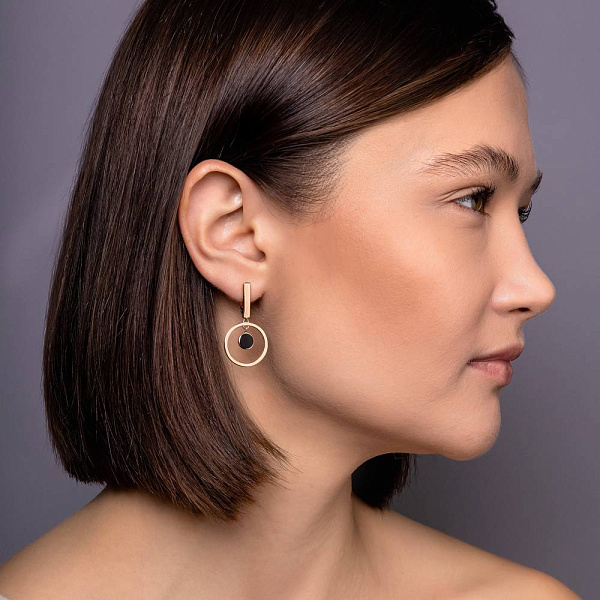 Золотые серьги-подвески с эмалью (арт. 2190246101) – изображение 3