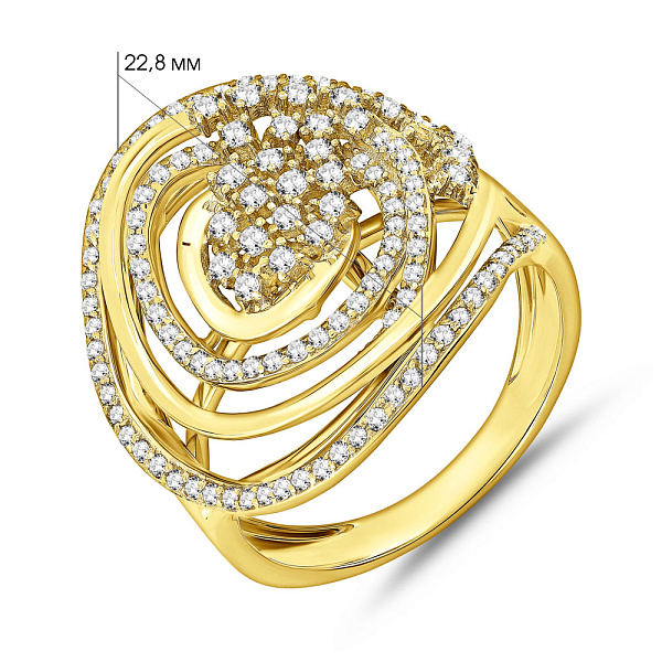 Массивное кольцо из желтого золота с фианитами (арт. 153166ж) – изображение 2