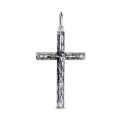 Серебряный нательный крестик с распятием (арт. 7904/0422-ч)