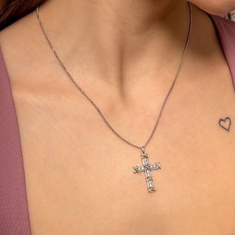 Фото Золотой крестик с бриллиантами (арт. 3192207223)