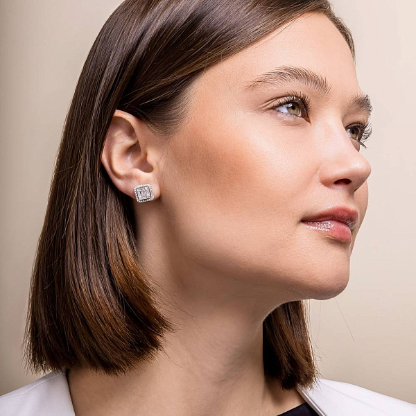 Серьги-пусеты из белого золота с бриллиантами  (арт. С341456100б) – изображение 5