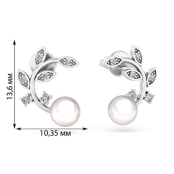 Серьги золотые с жемчугом и бриллиантами  (арт. Т011456б) – изображение 2