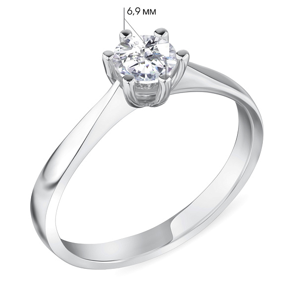 Серебряное кольцо с белым фианитом (арт. 7501/5048/2) – изображение 2
