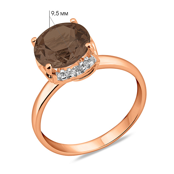 Золотое кольцо с кварцем и фианитами (арт. 141157Пкр) – изображение 3