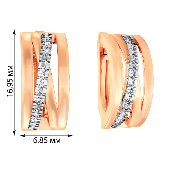 Сережки Синергия из красного золота с фианитами (арт. 111132) – изображение 6