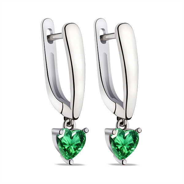 Серебряные серьги с зеленым альпинитом (арт. 7502/9453аз) – изображение 1