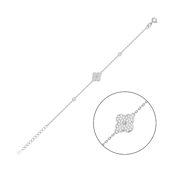 Серебряный браслет клевер с фианитами (арт. 7509/5558) – изображение 1