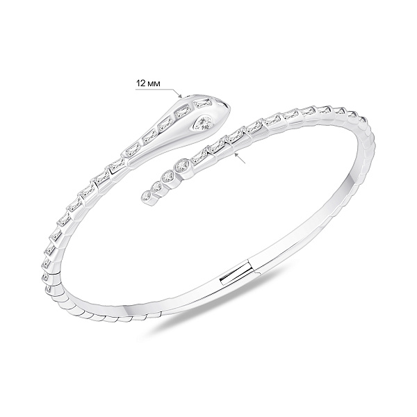 Серебряный жесткий браслет с фианитами (арт. 7509/5570) – изображение 2
