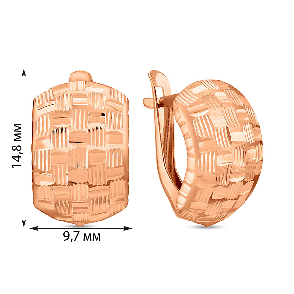 Золотые серьги с алмазной насечкой (арт. 120807) – изображение 4