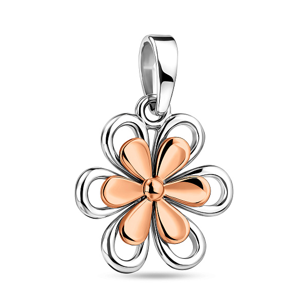 Подвеска Цветочек из белого и красного золота (арт. 441065бк) – изображение 1