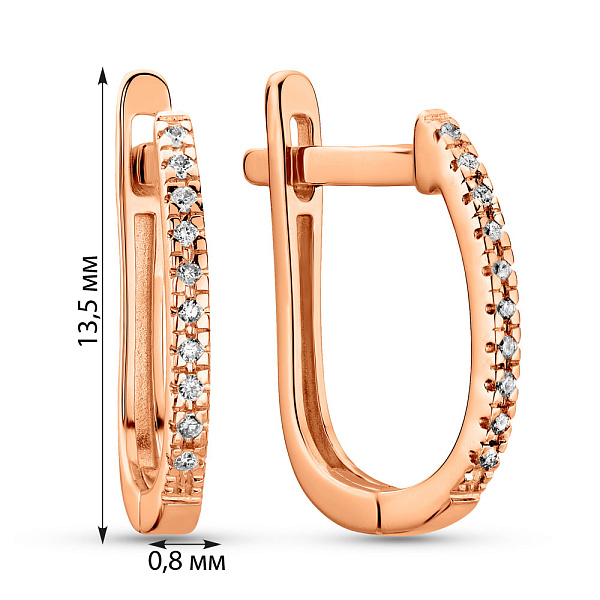 Сережки из красного золота с бриллиантовой дорожкой (арт. С011196010) – изображение 2