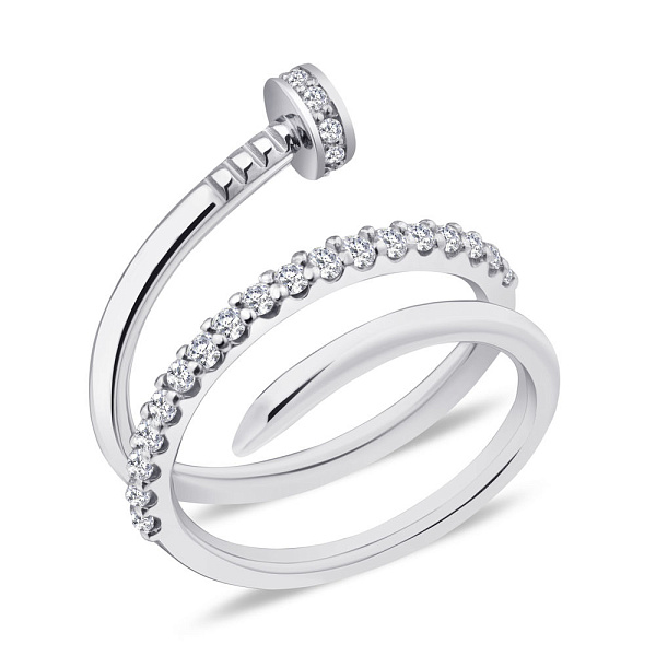 Серебряное кольцо "Гвоздь" с фианитами (арт. 7201/988) – изображение 1