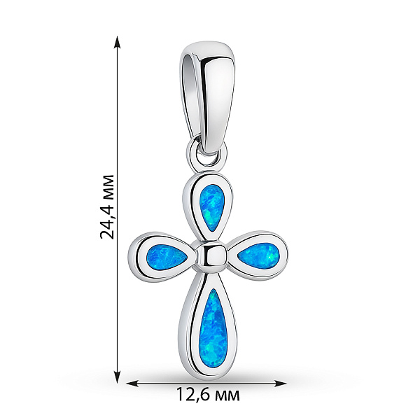 Серебряный подвес Крестик с опалом (арт. 7503/4417Пос) – изображение 2