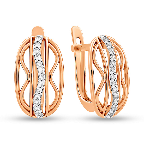 Серьги из красного золота с фианитами (арт. 102292) – изображение 1