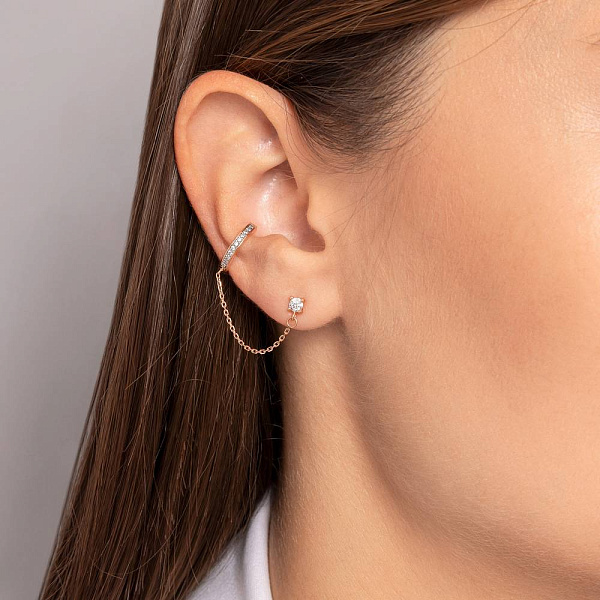 Одиночная золотая сережка с кафой (арт. 1101046Я) – изображение 2