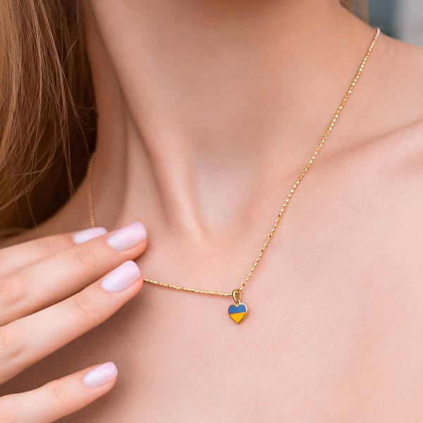 Підвіс з жовтого золота з блакитною і жовтою емаллю (арт. 440740жесж) – зображення 2