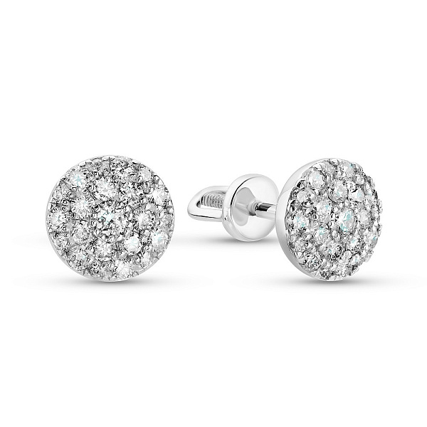 Серьги-пусеты из белого золота с бриллиантами (арт. 2191666202) – изображение 1