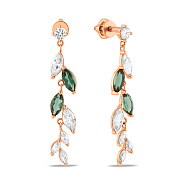 Фото Золотые серьги подвески с кварцем и фианитами (арт. 111248Пз)