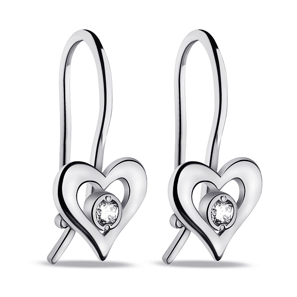 Серебряные сережки Сердечки с фианитами (арт. 7502/500008-р) – изображение 1