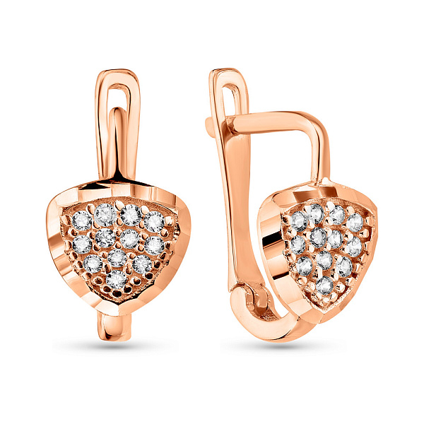 Сережки для дітей з золота з фіанітоми (арт. 109369) – зображення 1