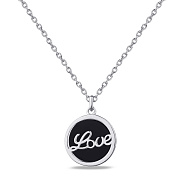 Фото Серебряное колье Love с ониксом (арт. 7507/1868о)
