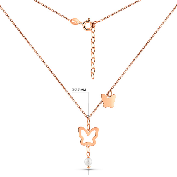Золоте кольє Метелики з перлиною (арт. 352545прлб) – зображення 5