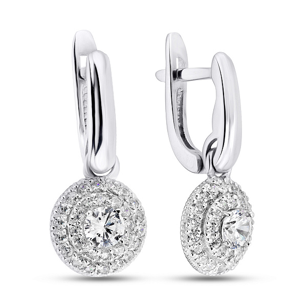 Срібні сережки-підвіски з фіанітами (арт. 7502/21031-1р) – зображення 1