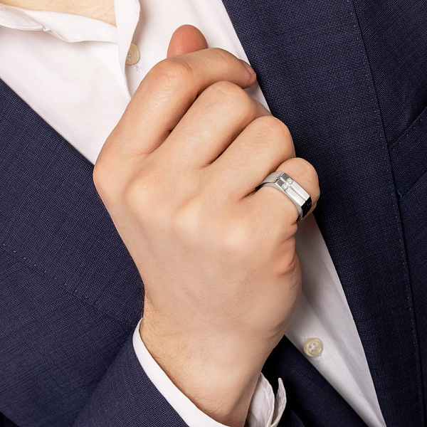 Золотая печатка с бриллиантами (арт. К170086010б) – изображение 2