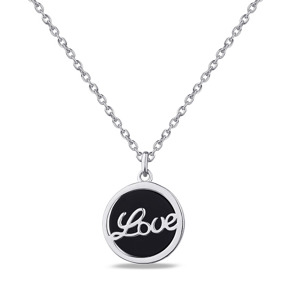 Серебряное колье Love с ониксом (арт. 7507/1868о) – изображение 1