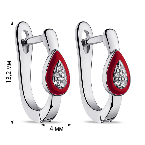 Серьги из серебра с эмалью и фианитами (арт. 7502/9497ек) – изображение 2