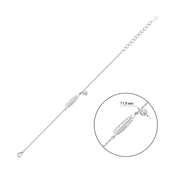 Серебряный браслет с подвеской перо (арт. 7509/5564) – изображение 2
