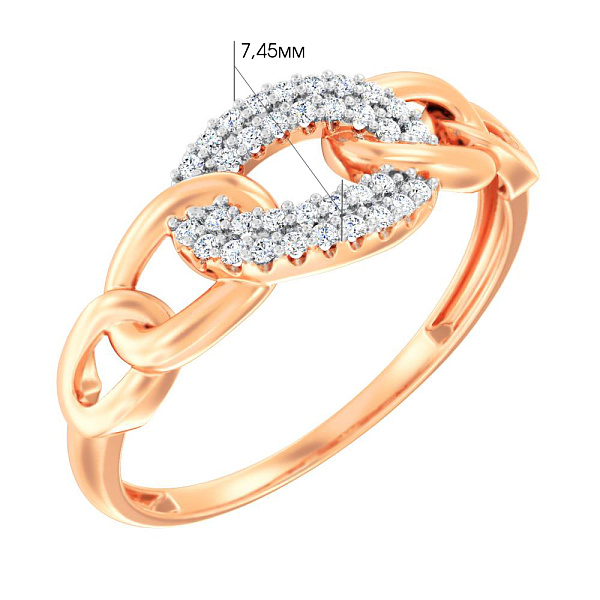 Каблучка "Ланки" з червоного золота з фіанітами  (арт. 141191) – зображення 6