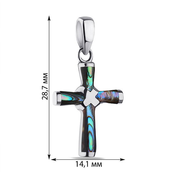 Срібний кулон Хрестик з перламутром  (арт. 7503/3996пцв) – зображення 2