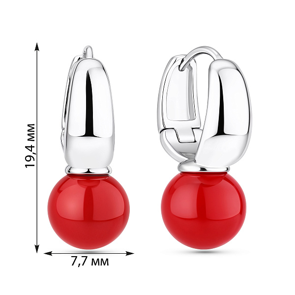 Серебряные серьги-конго с кораллами (арт. 7502/2143482Крк) – изображение 2