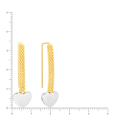 Сережки «Сердечки» из желтого и белого золота (арт. 103662жб)