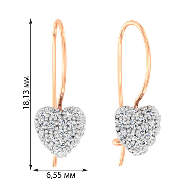 Детские золотые серьги «Сердечки» с фианитами (арт. 110443) – изображение 4