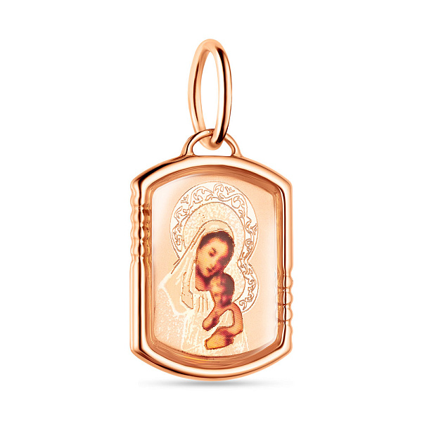 Золотая ладанка Богородица с эмалью (арт. 424341) – изображение 1