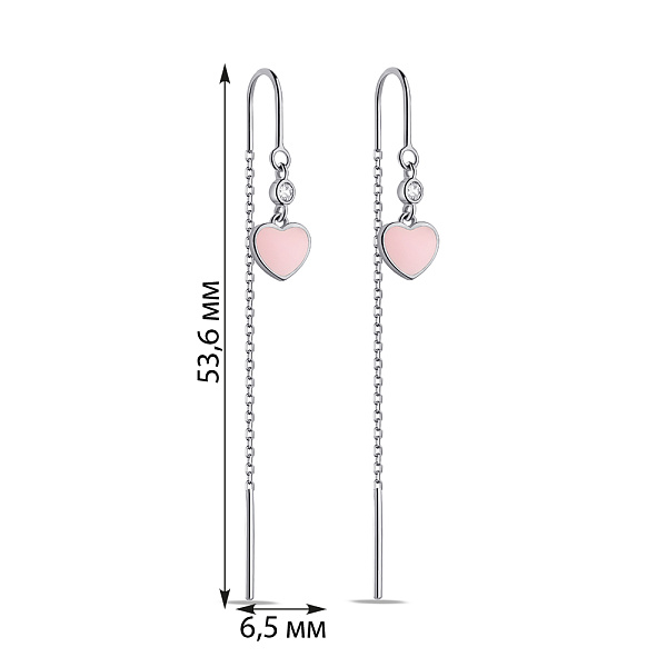 Срібні сережки-протяжки з фіанітами (арт. 7502/4749ер) – зображення 2