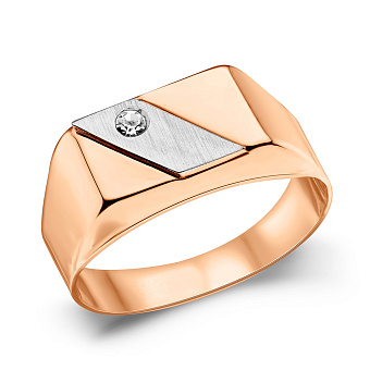 Фото Золотая печатка с фианитом (арт. 180391кб)